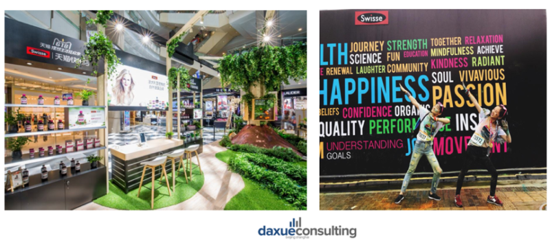 Australia-themed pop-up shops (Left) & Swisse X The color run (Right)